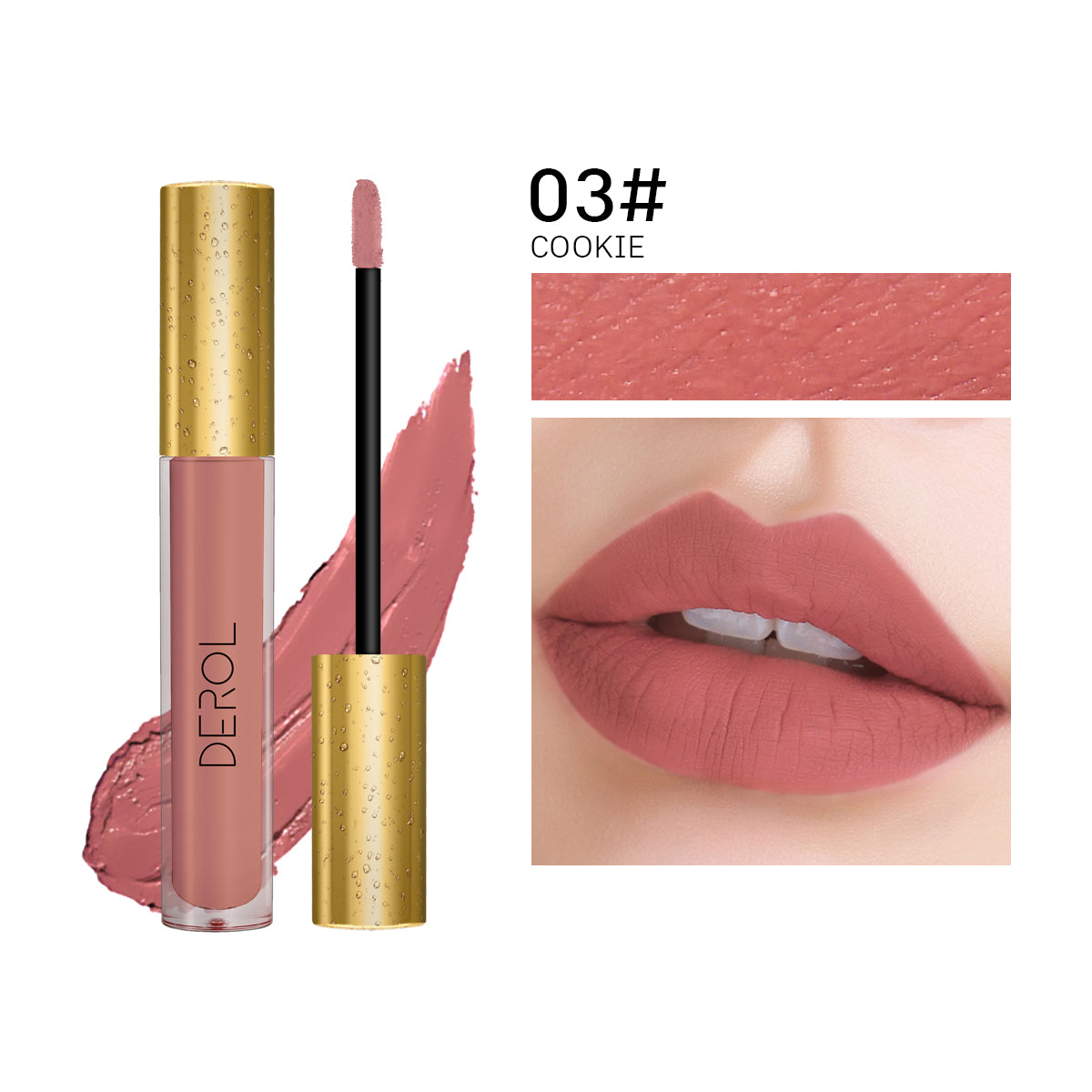 Derol Lip Glaze, 12 Color Matt Lip Cream, 4 Color Shimmer Lip Glaze waterproof non-Stick Cup