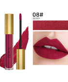 Derol Lip Glaze, 12 Color Matt Lip Cream, 4 Color Shimmer Lip Glaze waterproof non-Stick Cup