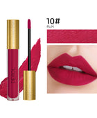 Derol Lip Glaze, 12 Color Matt Lip Cream, 4 Color Shimmer Lip Glaze waterproof non-Stick Cup