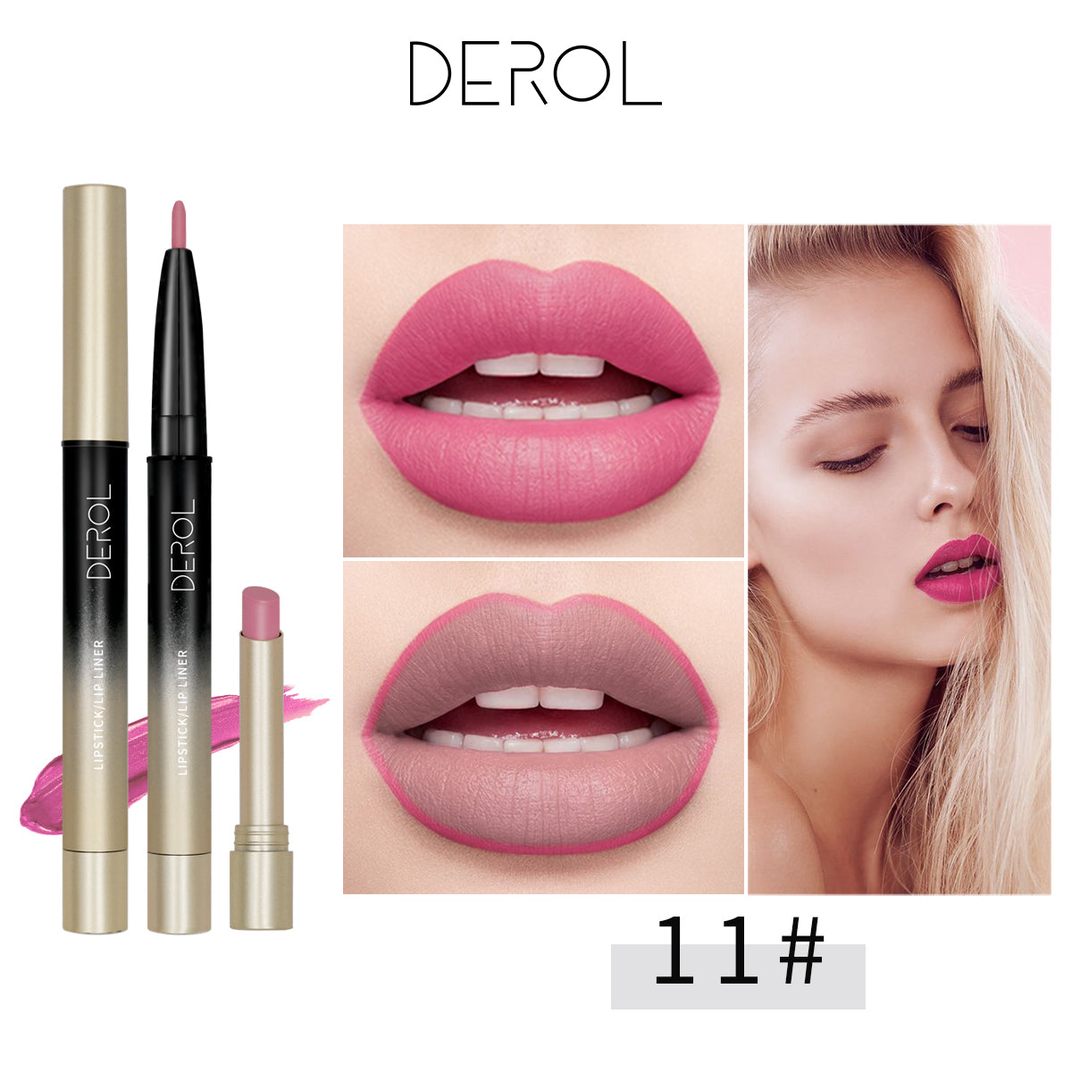 2 in 1 Double Head Lipstick & Lip Liner Makeup Set Matte Velvet Lipgloss Lipstick Creamy Lip Pencil