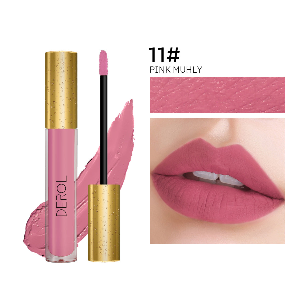 Derol Lip Glaze, 12 Color Matt Lip Cream, 4 Color Shimmer Lip Glaze waterproof non-Stick Cup