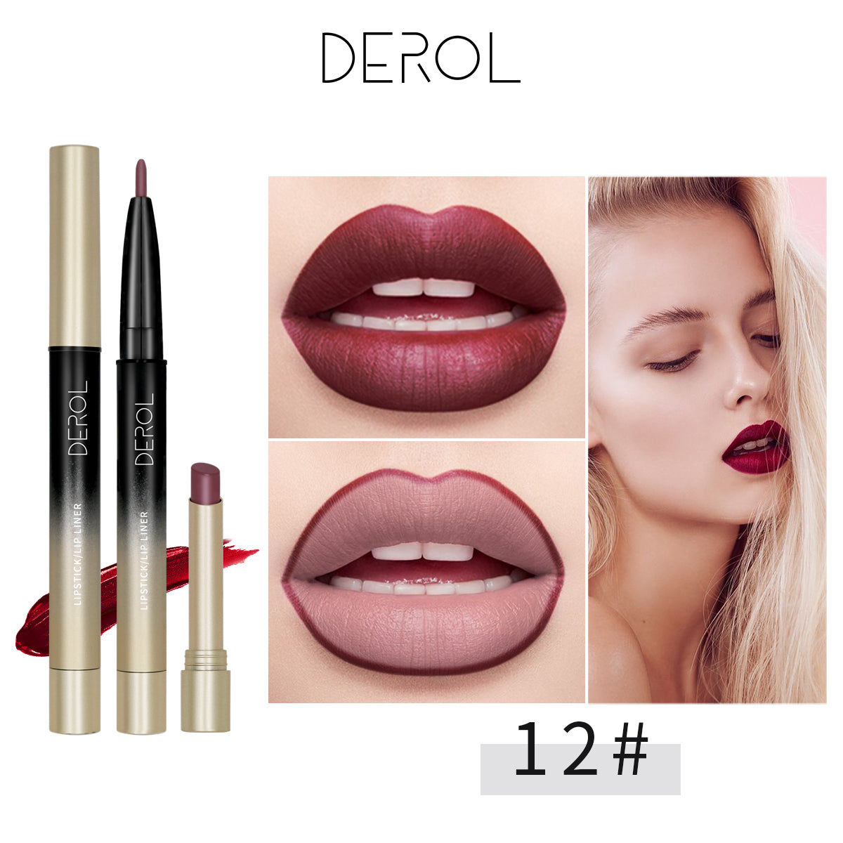 2 in 1 Double Head Lipstick & Lip Liner Makeup Set Matte Velvet Lipgloss Lipstick Creamy Lip Pencil