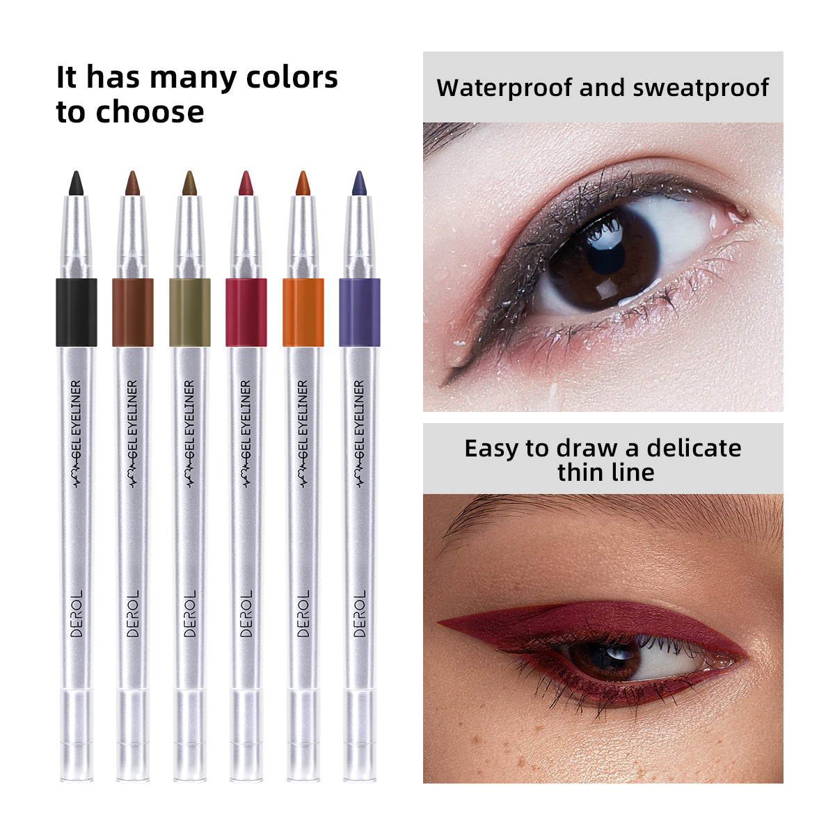 Waterproof Eyeliner Pen Colorful Eyeliner with Sharpener Glitter