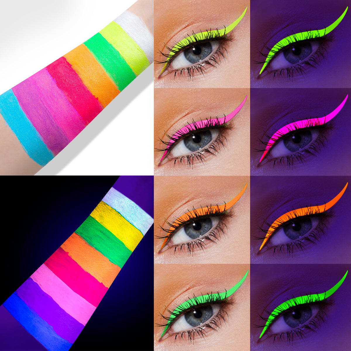 8 Colors UV Neon Liquid Eyeliner Set, Matte Colored Eyeliners Pen, Colorful Waterproof Smudge-proof Pigmented Graphic Liners