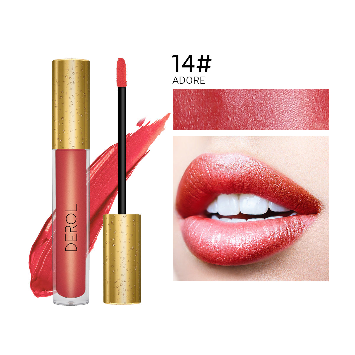 Derol Lip Glaze, 12 Color Matt Lip Cream, 4 Color Shimmer Lip Glaze waterproof non-Stick Cup