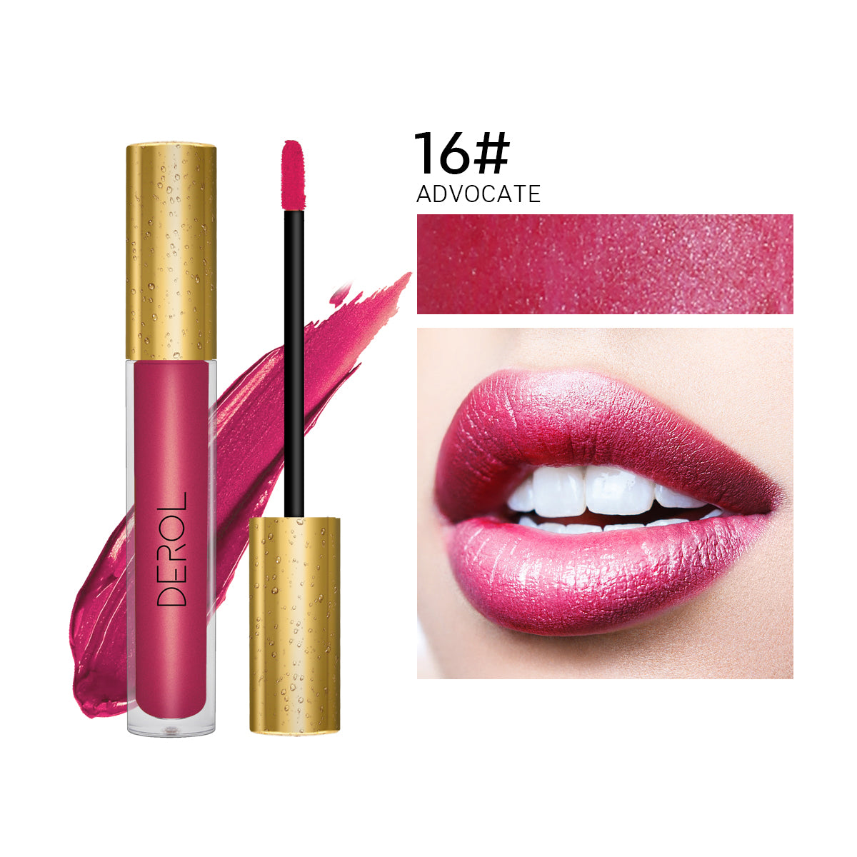 Derol Lip Glaze, 12 Color Matt Lip Cream, 4 Color Shimmer Lip Glaze waterproof non-Stick Cup