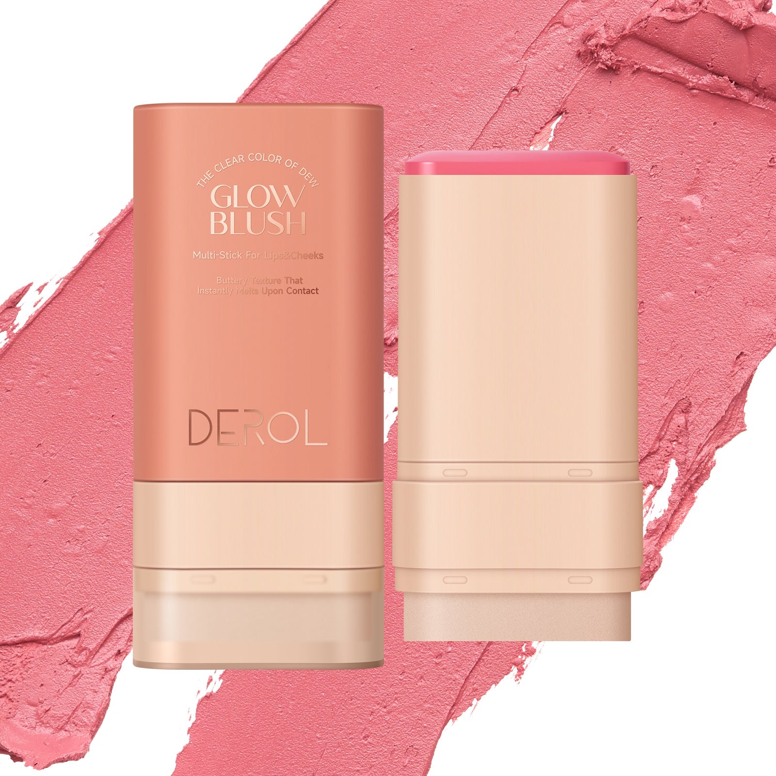 Derol Whispering Softly Hydrating Solid Cheek Tint, Multi-use Blush Makeup Stick Glow Blush Stick 30g