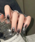 Press on Nails, Dark Sassy wearing nails, ins style, blending silver moon and star nail art