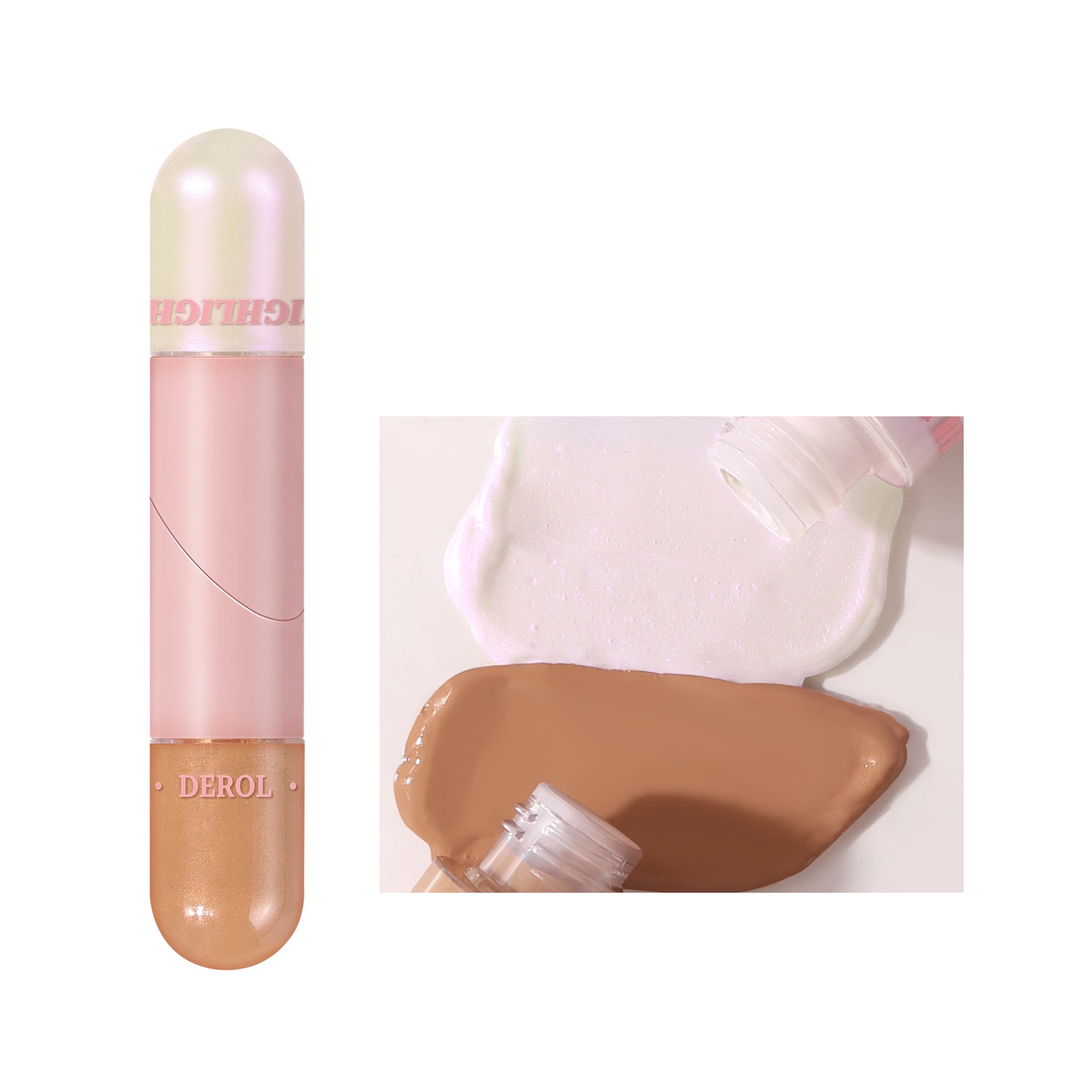 2 Colors Liquid Highlighter Makeup, Natural Glow Face Highlighter Stick, Silky Smooth Light Liquid Luminizer, Long Lasting Highlight Face Illuminator Make up