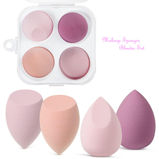 4 Pcs Makeup Sponge Set Blender Beauty Foundation Blending Sponge, Flawless for Liquid, Cream, and Powder, Multi-colored Makeup Sponges with Storage Box