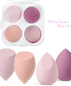 4 Pcs Makeup Sponge Set Blender Beauty Foundation Blending Sponge, Flawless for Liquid, Cream, and Powder, Multi-colored Makeup Sponges with Storage Box