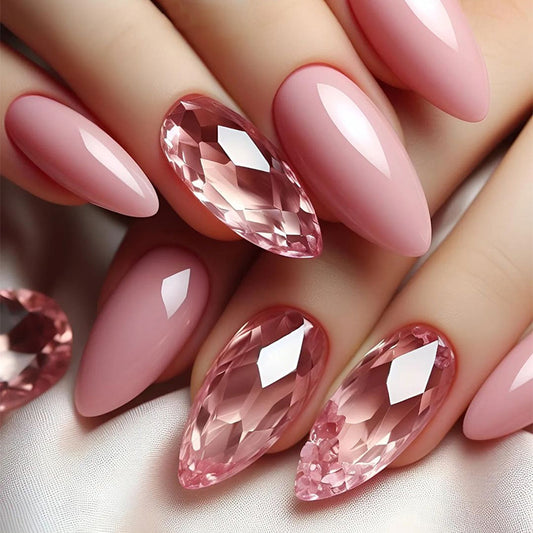 Artificial nails with irregular wearable nail pieces that can be removed, short almond-shaped nail stickers with pure colors