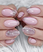 Press on Nails, Short Round-Toe Flashing Red Pink French Wearable Nail European Spicy Sister Fake Nails