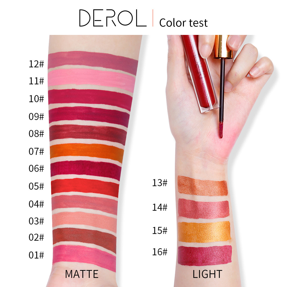 Derol Lip Glaze, 12 Color Matt Lip Cream, 4 Color Shimmer Lip Glaze waterproof non-Stick Cup