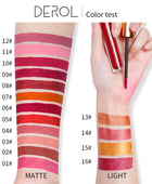 Derol Lip Glaze, 12 Color Matt Lip Cream, 4 Color Shimmer Lip Glaze waterproof non-Stick Cup