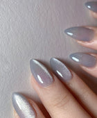 Press on Nails, Purecolor Gray cat-eye false nails, nail art pieces, almond nails, almond-shaped nail art 30pcs