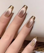 Press on Nails, Brown Cat Eye Fake Nails