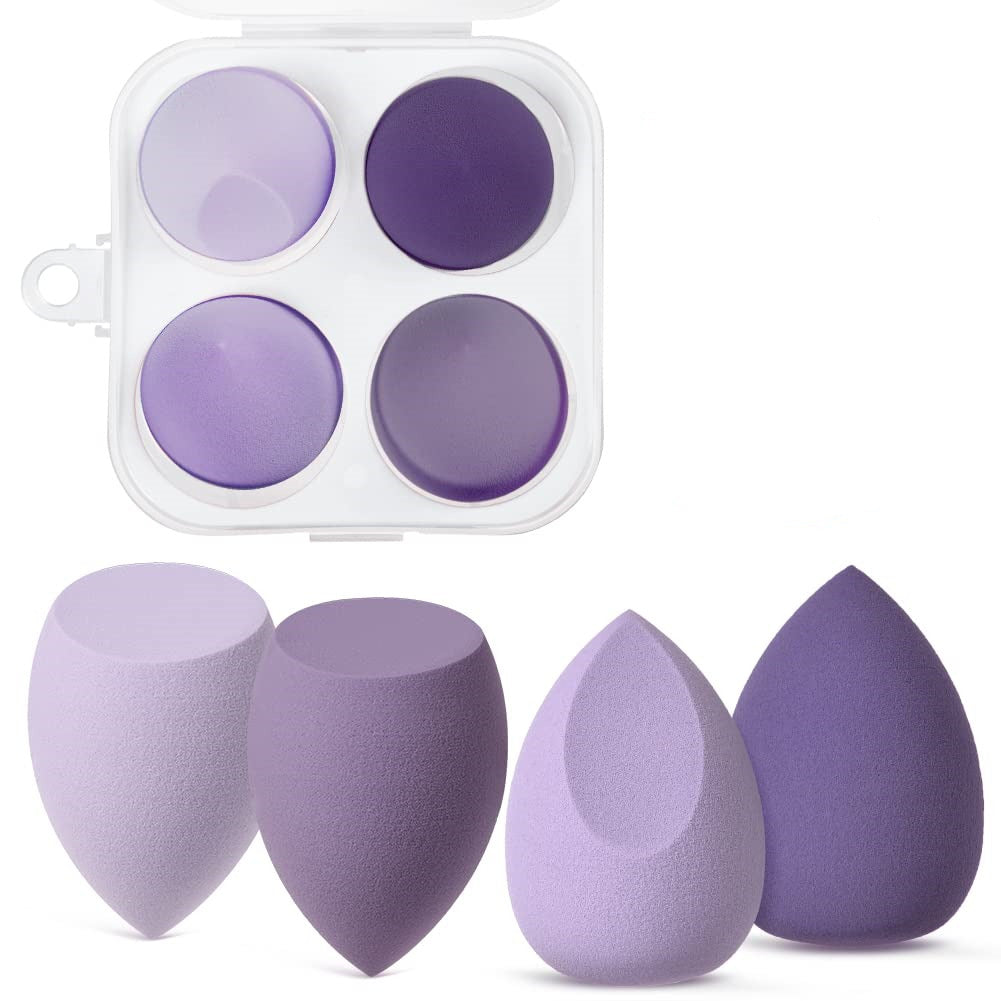 4 Pcs Makeup Sponge Set Blender Beauty Foundation Blending Sponge, Flawless for Liquid, Cream, and Powder, Multi-colored Makeup Sponges with Storage Box