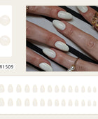 Press on Nails, Pure Color Simplenail art with nail stickers, short-style almond-shaped artificial nails