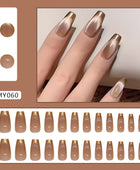 Press on Nails, Brown Cat Eye Fake Nails