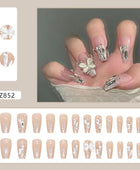 Press on Nails, Burst flash rotating butterfly Long nail art pieces