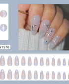 Press on Nails, Chasing Light Cat Eye Removable Star and Moon Nail Art Stickers for Nails, Refreshing Nail Art Stickers