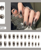 Press on Nails, Dark Sassy wearing nails, ins style, blending silver moon and star nail art