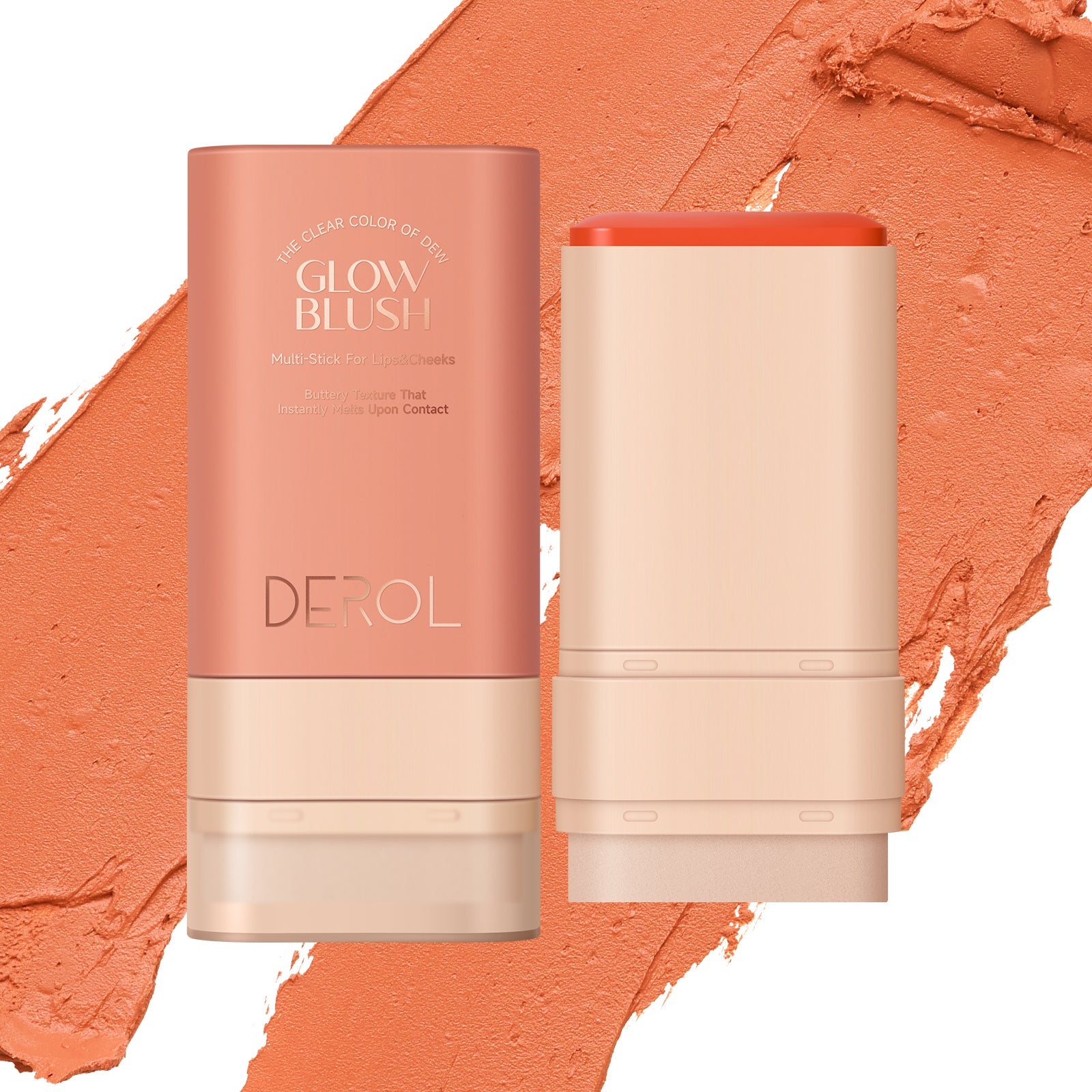 Derol Whispering Softly Hydrating Solid Cheek Tint, Multi-use Blush Makeup Stick Glow Blush Stick 30g