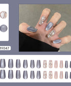 Mix crystal & blue cat eye fake nails, Press on Nail