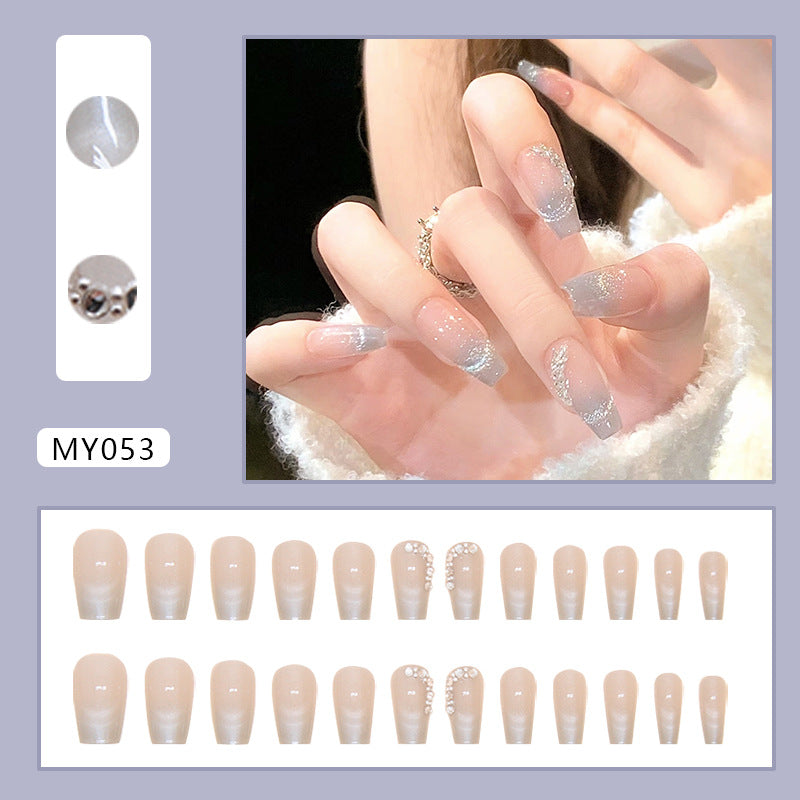 Shinning Press on Nails, mixed color cat eye, diamond decoration nails