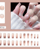 Press on Nails, Autumn and winter gradually changing mocha manicure with gold foil trimming, high-end and atmospheric insulated nails