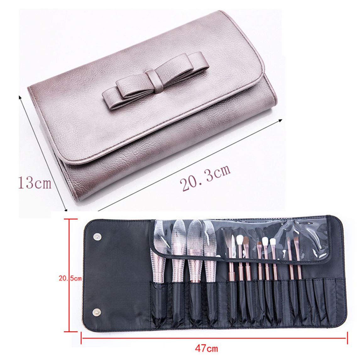 12Pcs Makeup Brushes Set Foundation Blending Face Powder Blush Concealers Eyeshadow Make Up Brush Set with Carrying Bag