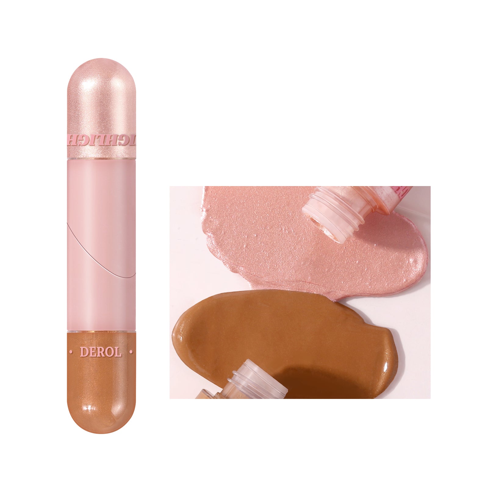 2 Colors Liquid Highlighter Makeup, Natural Glow Face Highlighter Stick, Silky Smooth Light Liquid Luminizer, Long Lasting Highlight Face Illuminator Make up