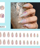 Press on Nails, Multi-color wavy shimmering gold powder ins style false nails