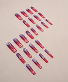 Press on Nails, Powder purple bursting cherry blossom gradient nail art long tube nail style slim and whitening ins style