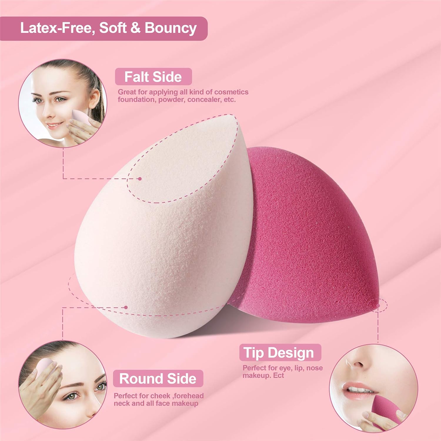 4 Pcs Makeup Sponge Set Blender Beauty Foundation Blending Sponge, Flawless for Liquid, Cream, and Powder, Multi-colored Makeup Sponges with Storage Box