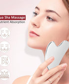 Stainless Steel Gua Sha Facial Tools Guasha Tools for Face Skin Care Body Gua Sha Tools Tighten Skin Massage Tools for Puffiness Reducing & Jawline Sculpting Face Stone Gua Sha Tools