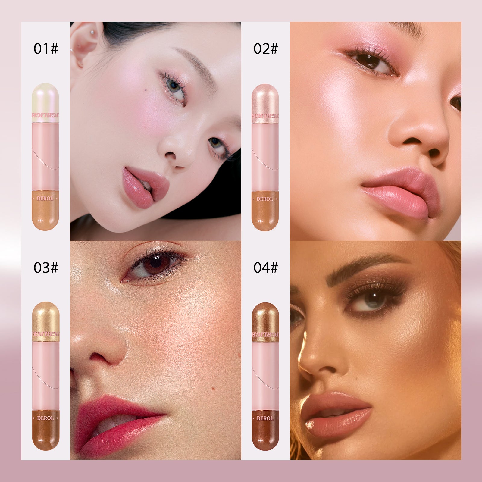 2 Colors Liquid Highlighter Makeup, Natural Glow Face Highlighter Stick, Silky Smooth Light Liquid Luminizer, Long Lasting Highlight Face Illuminator Make up