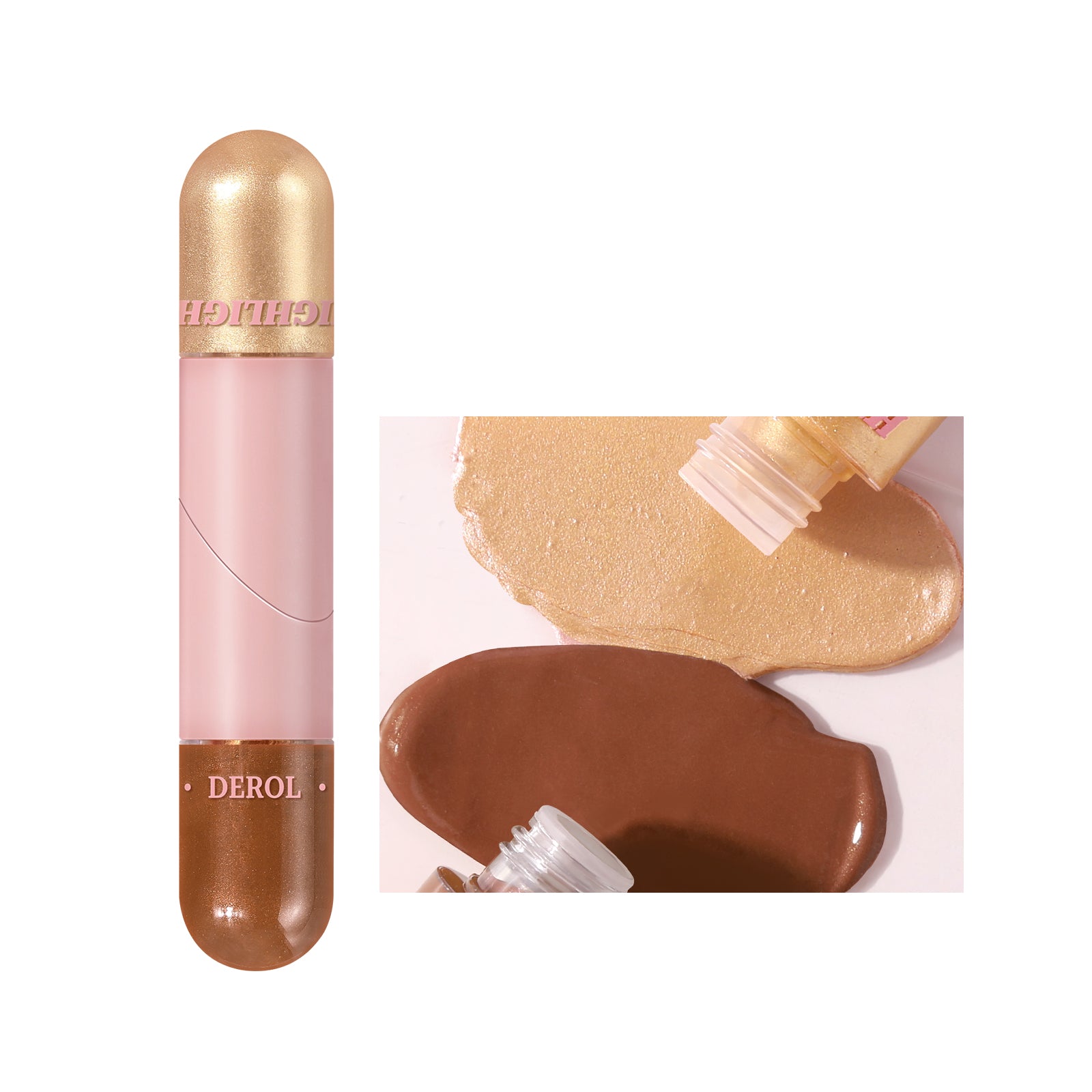 2 Colors Liquid Highlighter Makeup, Natural Glow Face Highlighter Stick, Silky Smooth Light Liquid Luminizer, Long Lasting Highlight Face Illuminator Make up