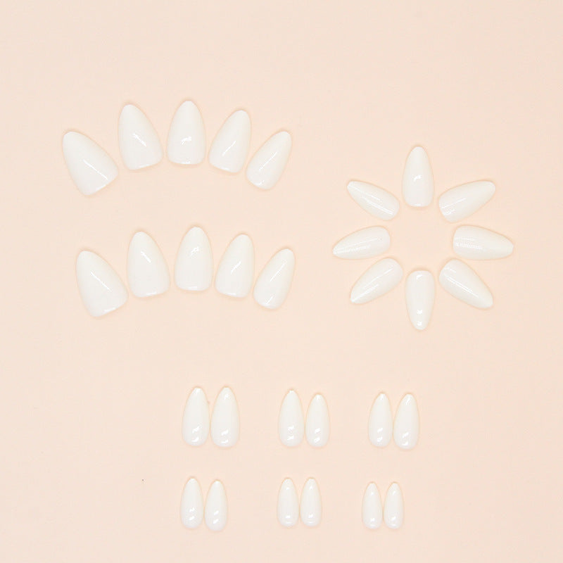 Press on Nails, Pure Color Simplenail art with nail stickers, short-style almond-shaped artificial nails