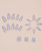 Press on Nails, Chasing Light Cat Eye Removable Star and Moon Nail Art Stickers for Nails, Refreshing Nail Art Stickers