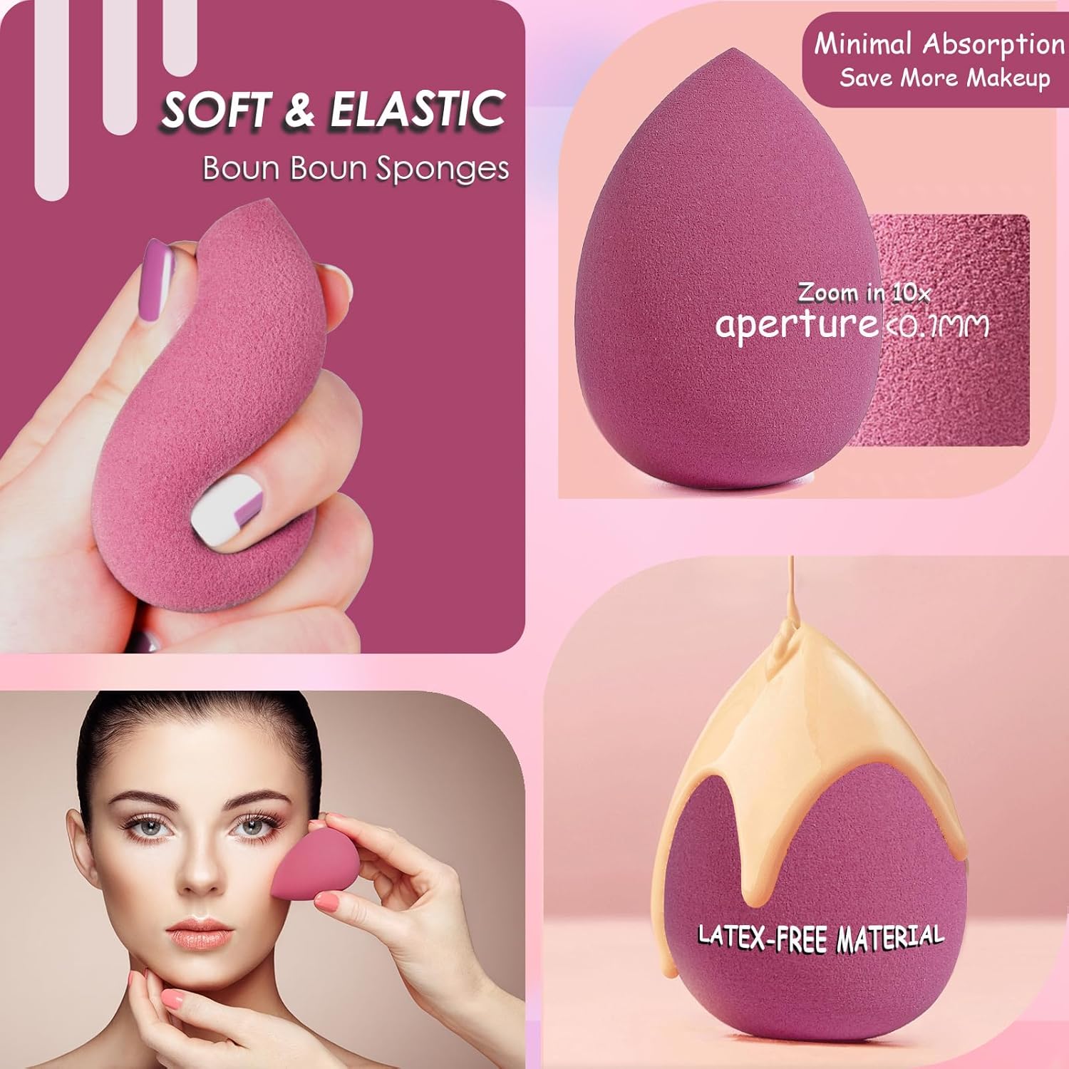 8 PCS Makeup Sponge Set Makeup Sponge Blender Make Up Sponges for Foundation Beauty Sponge for Liquid Cream and Powder