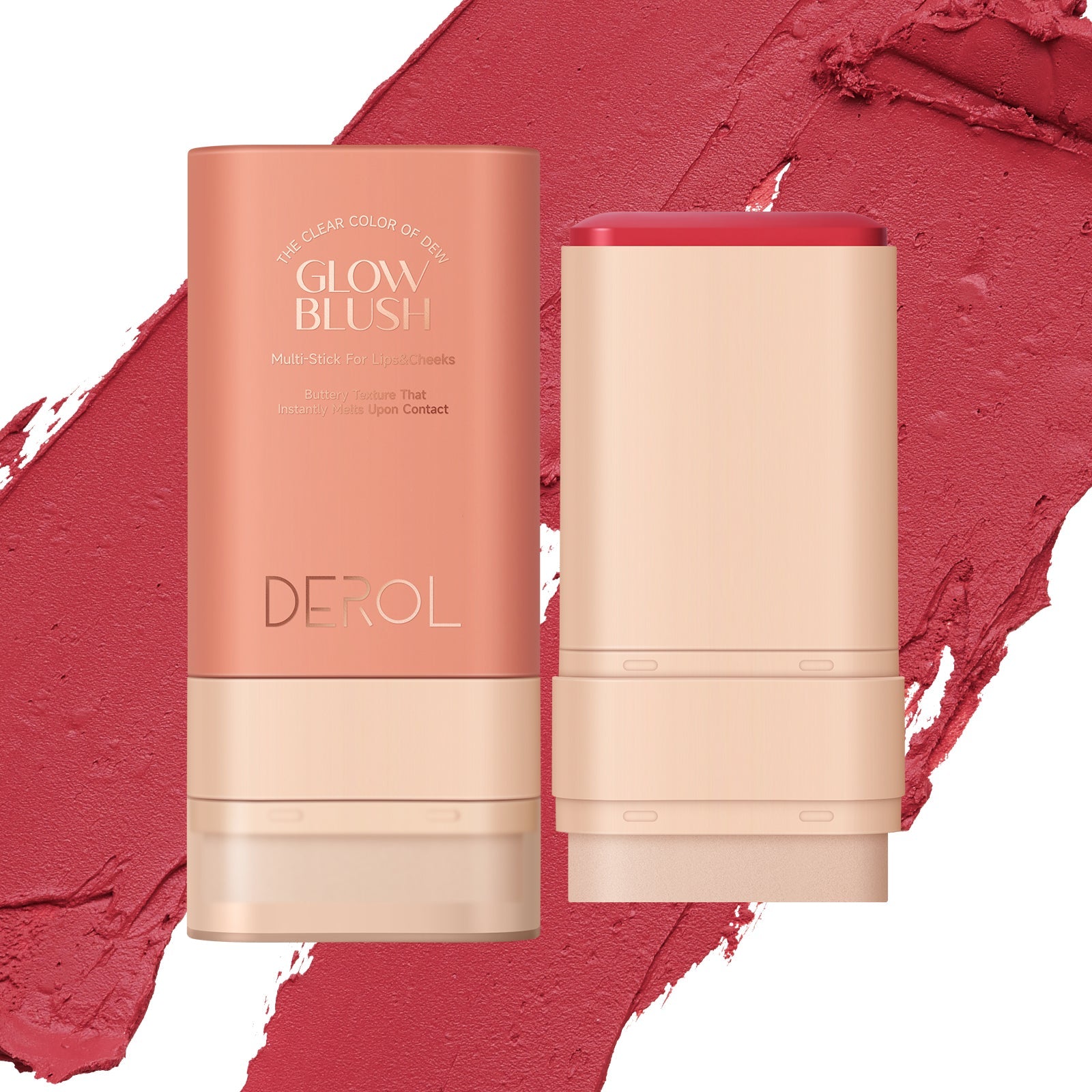 Derol Whispering Softly Hydrating Solid Cheek Tint, Multi-use Blush Makeup Stick Glow Blush Stick 30g