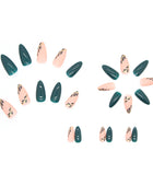 Press on Nails, Sleek and minimalist green leaf nail art with a refreshing and simple design, combined with a smooth and bright color