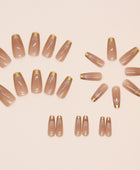 Press on Nails, Brown Cat Eye Fake Nails