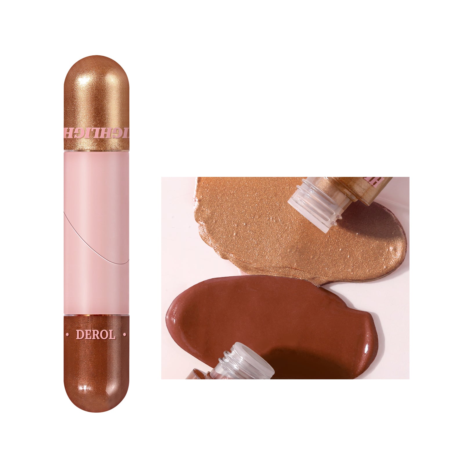 2 Colors Liquid Highlighter Makeup, Natural Glow Face Highlighter Stick, Silky Smooth Light Liquid Luminizer, Long Lasting Highlight Face Illuminator Make up