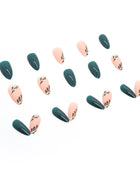 Press on Nails, Sleek and minimalist green leaf nail art with a refreshing and simple design, combined with a smooth and bright color