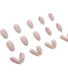 Press on Nails, Multi-color wavy shimmering gold powder ins style false nails