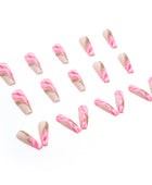 Press on Nails, Long-length ballerina glitter mixed-color splicing flashing gold powder fake nails