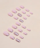 Press on Nails, Short Round-Toe Flashing Red Pink French Wearable Nail European Spicy Sister Fake Nails